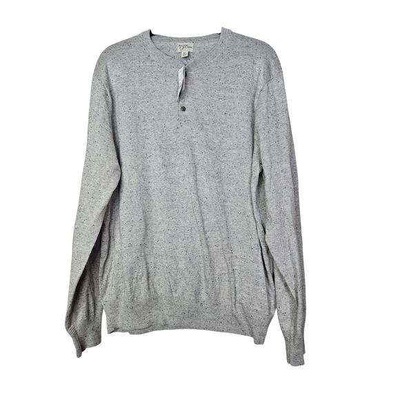 NEW J.Crew Sz XL Heather Gray Cotton-silk Donegal Tweed Henley Sweater Casual